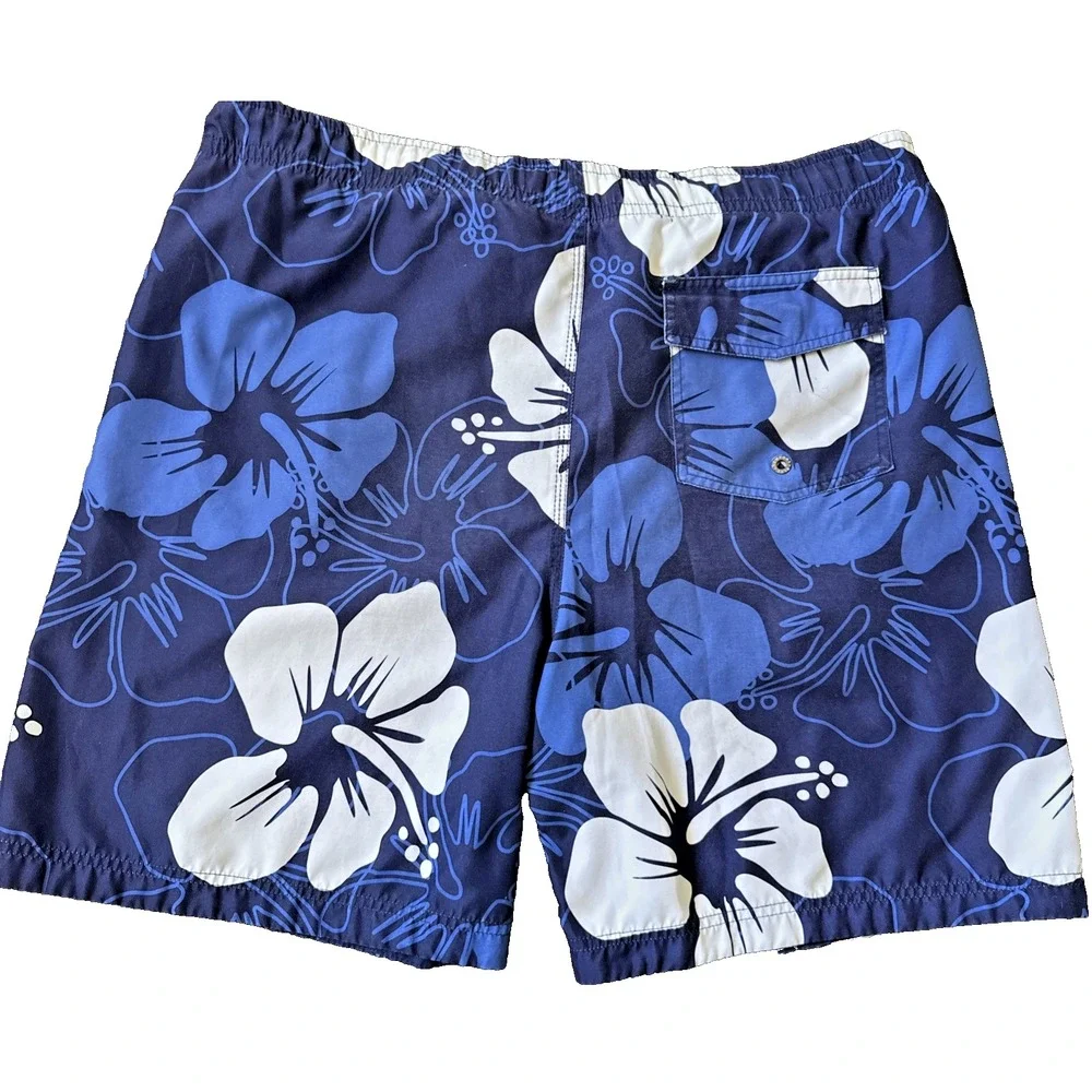 Newport Blue Island Brand Men's Tropical Print Swim Trunk Shorts Blue Size XL